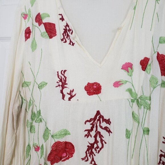 Velzera Embroidered Floral Tunic Rayon Boho Lightweight Longline Womens Size 2XL - Picture 2 of 10